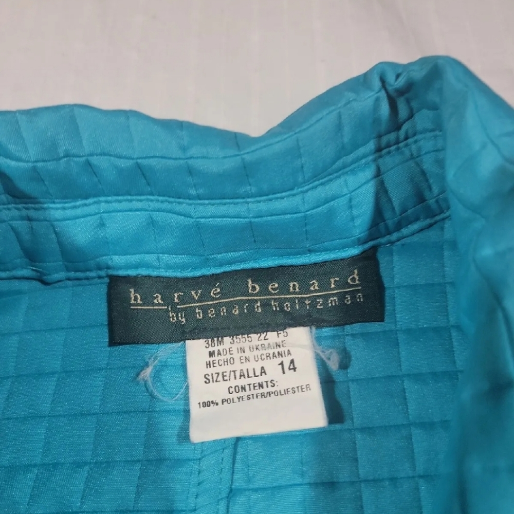 Harve Benard Collection Teal Quilted Jacket Size 14 - Picture 7 of 9